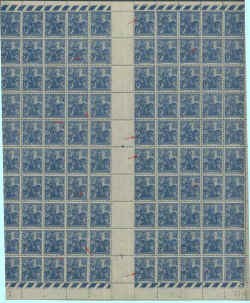 Feuille avec localisation des cases prsentant des varits constantes. Jeanne 257.