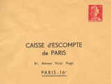 Caisse d'escompte. Entier postal    Marianne de Muller.